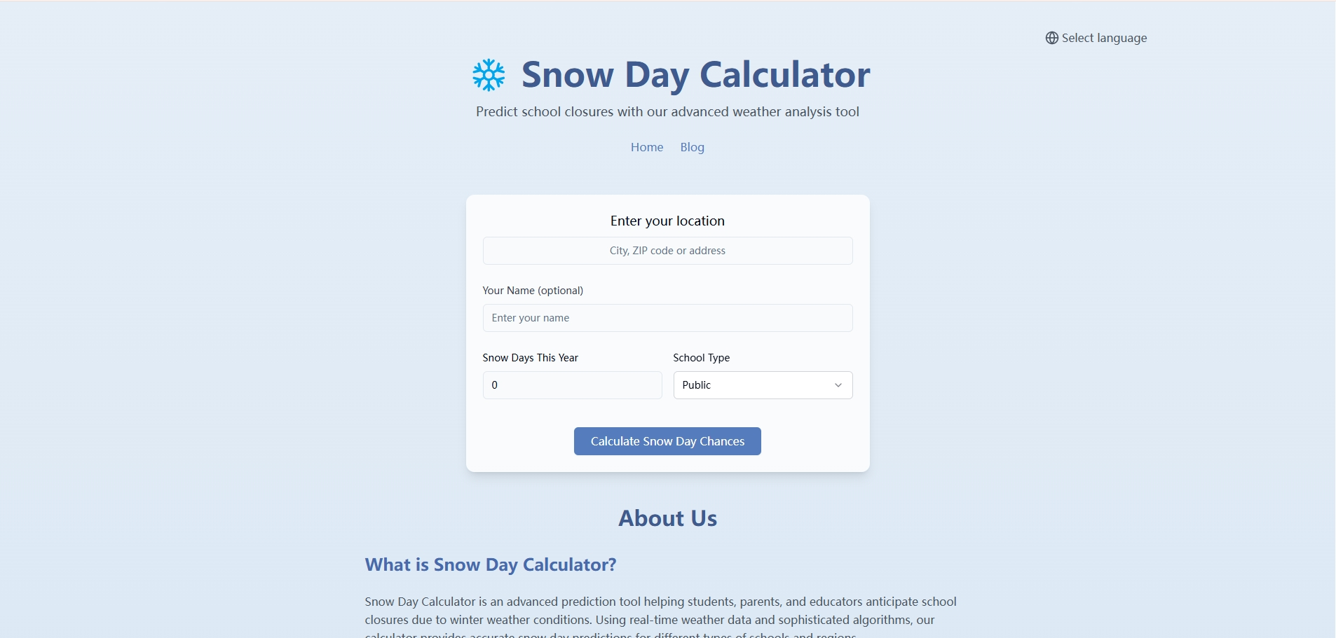 SnowDay Online screenshot and logo